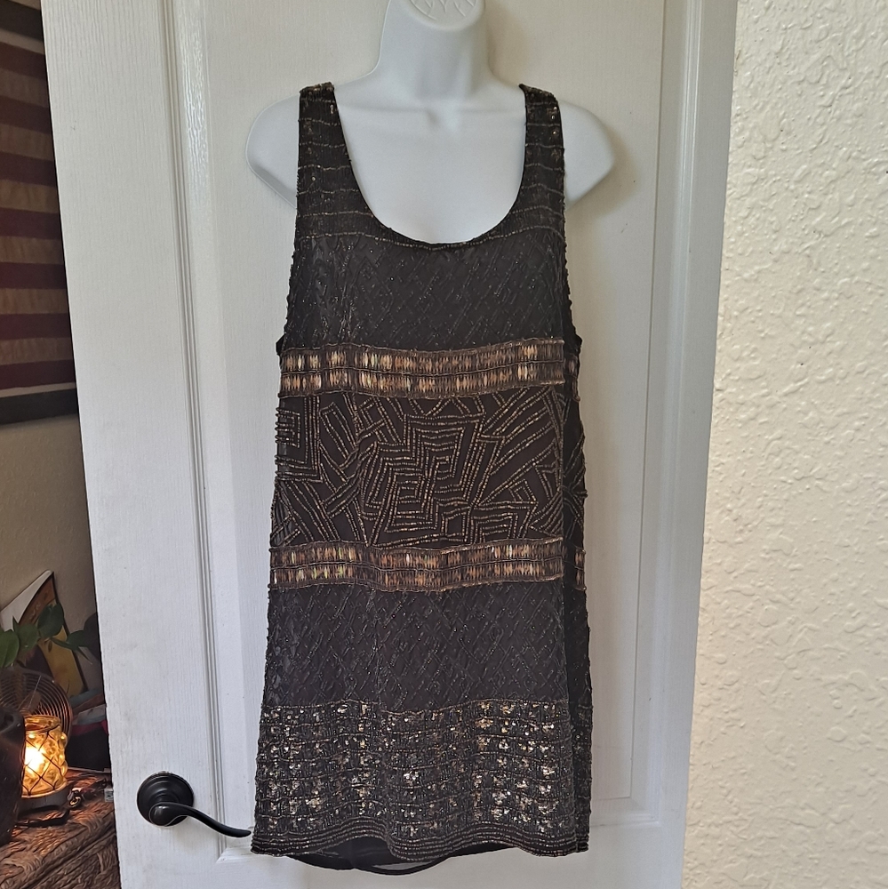 Ralph Lauren beaded silk dress L